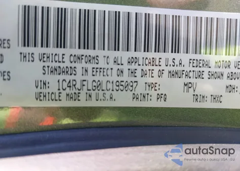 2020 Jeep Grand Cherokee Trailhawk 4X4 z USA, uszkodzony, nr VIN 1C4RJFLG0LC195097